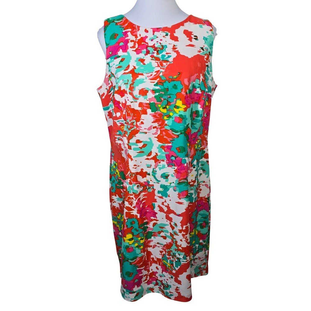Alyx Limited Womens 16 Sheath Dress Multicolor Abstract Floral Sleeveless Career